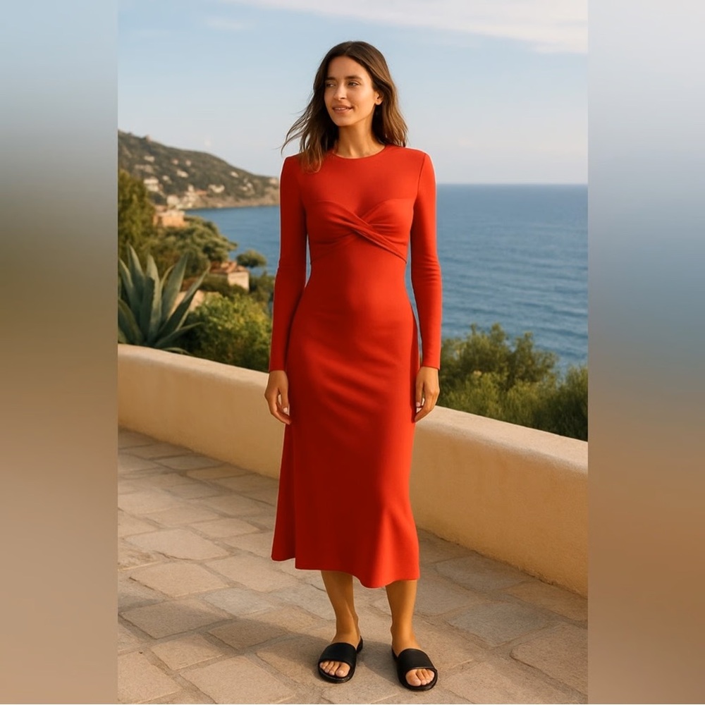 Farm Rio NWOT Red Long Sleeve Maxi Dress